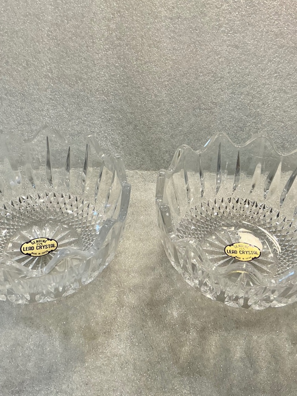 Vintage Cut Crystal Covered Candy Trinket Dish 2 Interlocking Bowls Japan